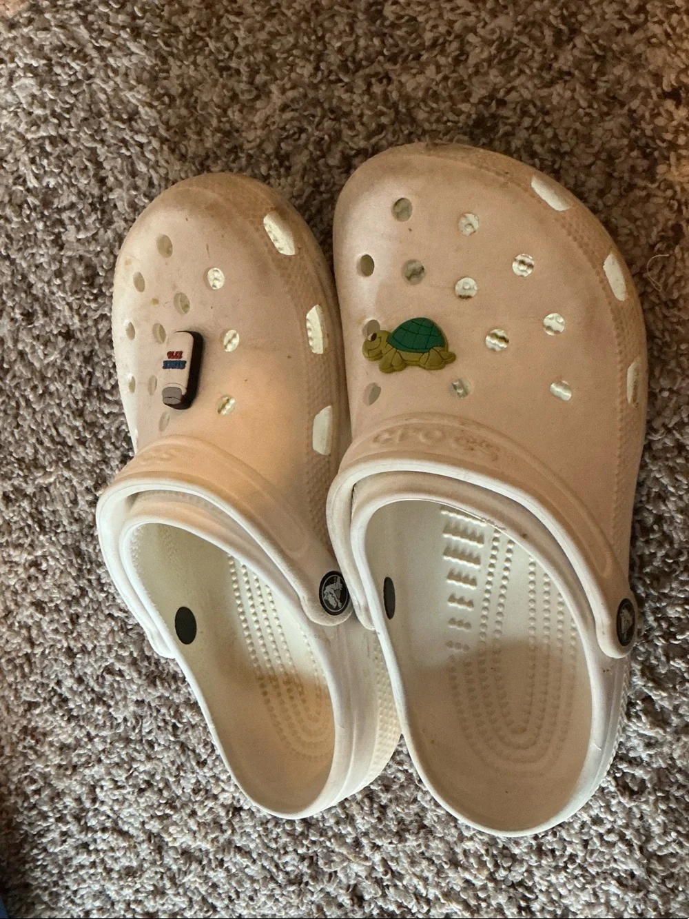 Kids Cream Water Clog Sandals with Turtle Charm